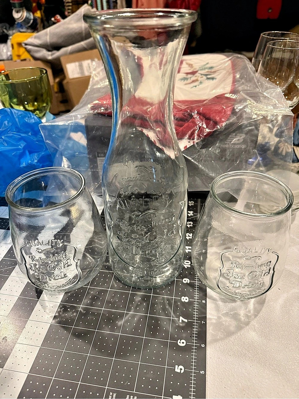 Home Essentials and Beyond Clear Glass Carafe and 2 Glasses